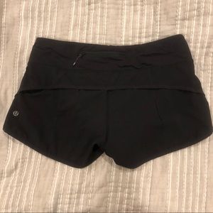 Lululemon black speed shorts size 6